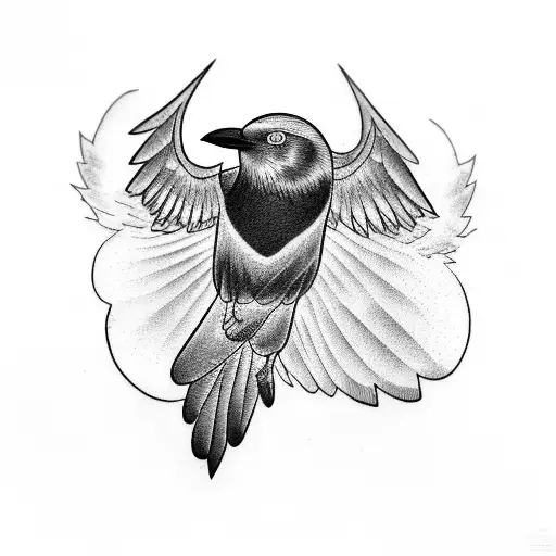 Flying crow tattoo design idea