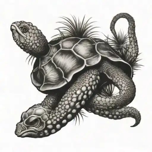 octopus, seahorse, turtle, baby ray, mantaray palmtree tattoo design idea