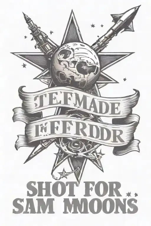 selfmade in tuff font big letters the in mid size uder that it should say shoot for the stars aim for the moon   tattoo design idea