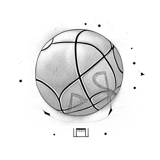 A basketball court surrounded by a dense forest tattoo design idea