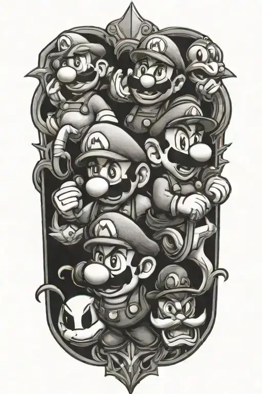 super mario villains tattoo design idea