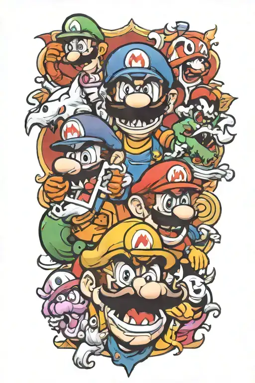 super mario villains tattoo design idea