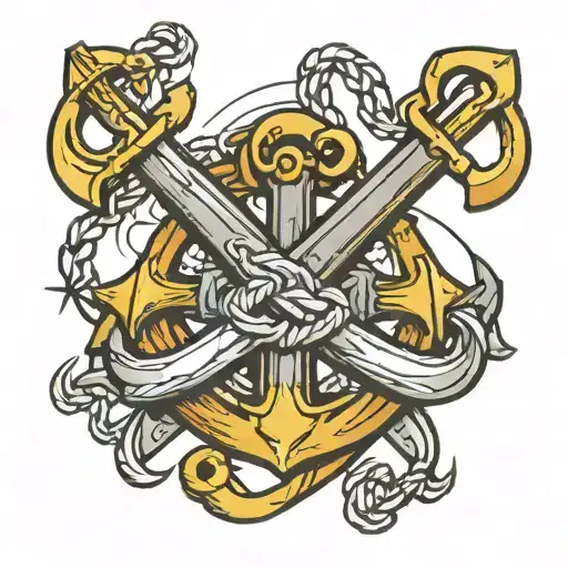 crossed anchors tattoo design idea