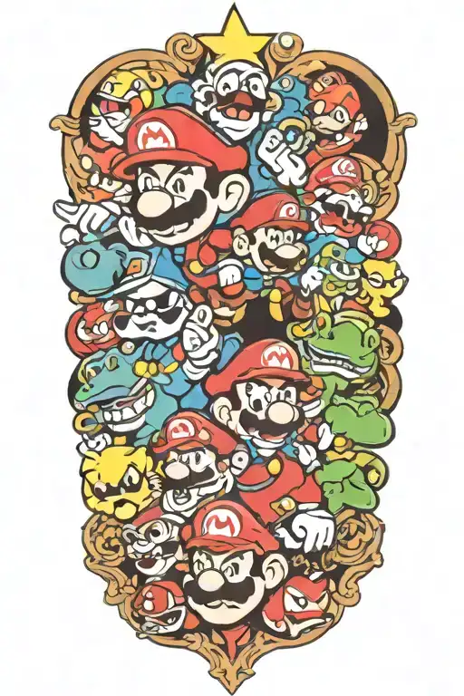 super mario villains tattoo design idea