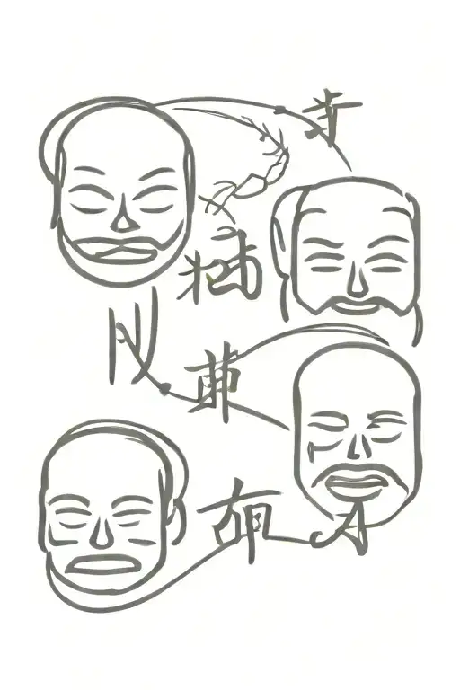 hear no evil, see no evil, speak no evil in Japanese calligraphy  tattoo design idea