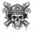 skull with firefighter helmet tattoo design idea