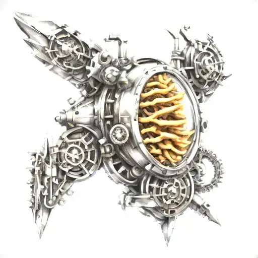 bio mechanical tattoo design idea