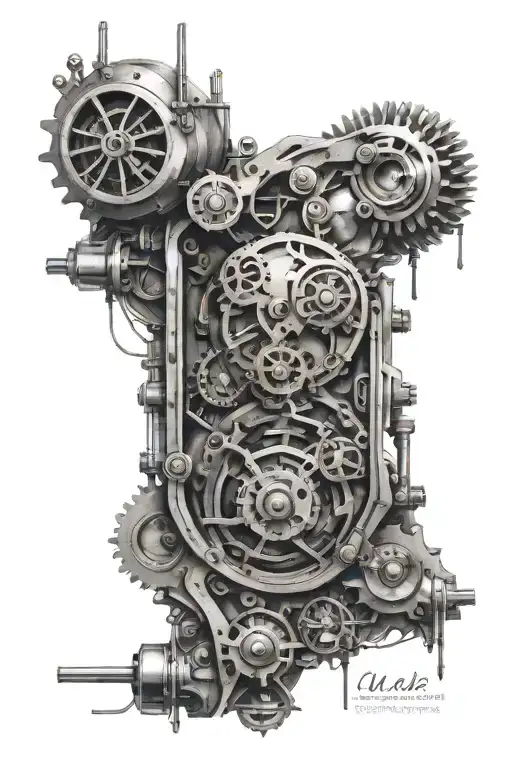 bio mechanical tattoo design idea