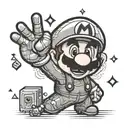 A playful tattoo design featuring a Super Mario character, bold outlines, detailed shading, whimsical expression, i tattoo design idea