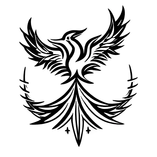 phoenix with tail becoming a trident tattoo design idea