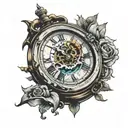 broken clock, sinking ship tattoo design idea
