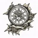 broken clock, sinking ship tattoo design idea