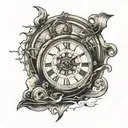 broken clock, sinking ship tattoo design idea