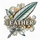 Feather with name  tattoo design idea