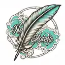 Feather with name  tattoo design idea