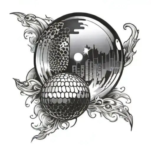 mirror ball morphing tattoo design idea