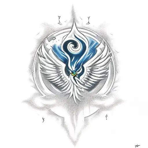 Phoenix rise up of volcano tattoo design idea