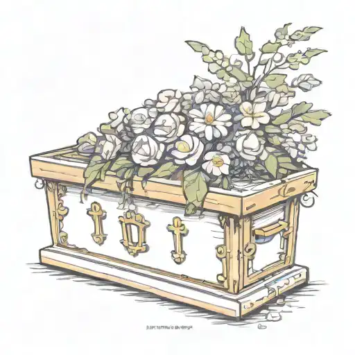 flowers comin out of coffin  tattoo design idea