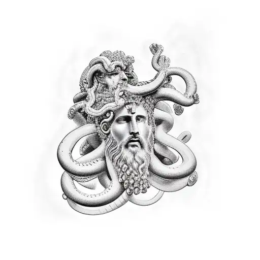 zeus and Medusa  tattoo design idea