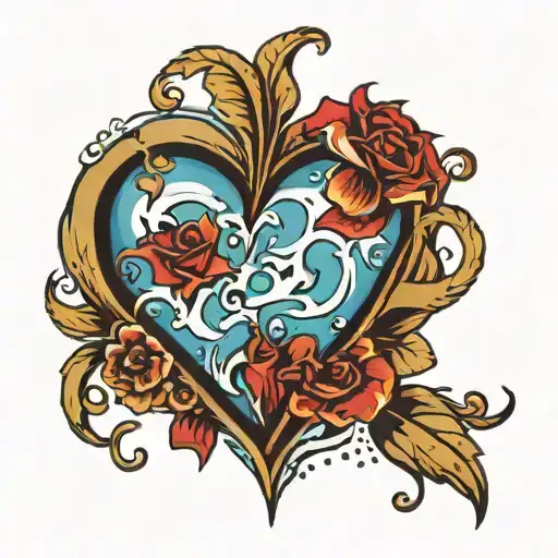 heart on ice tattoo design idea