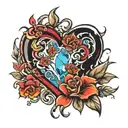 heart on ice tattoo design idea