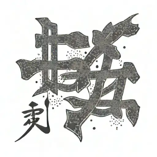 A minimalistic design of two intertwined Japanese kanji characters meaning 'love' tattoo design idea