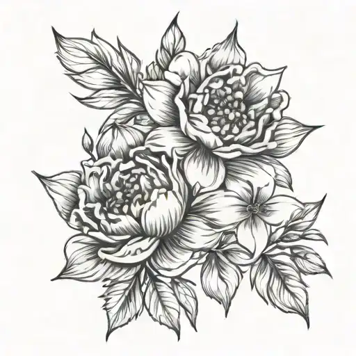 december and july birth flower tattoo design idea