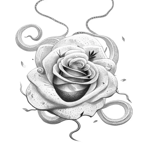 Snake with rose head tattoo design idea