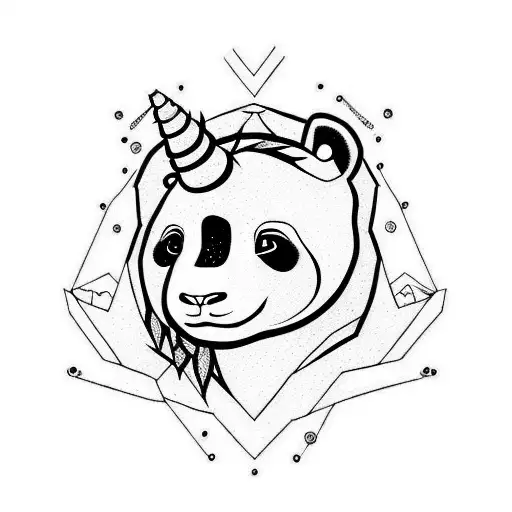 Panda unicorn tattoo design idea