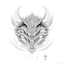 Dragão com lua e cobras tattoo design idea