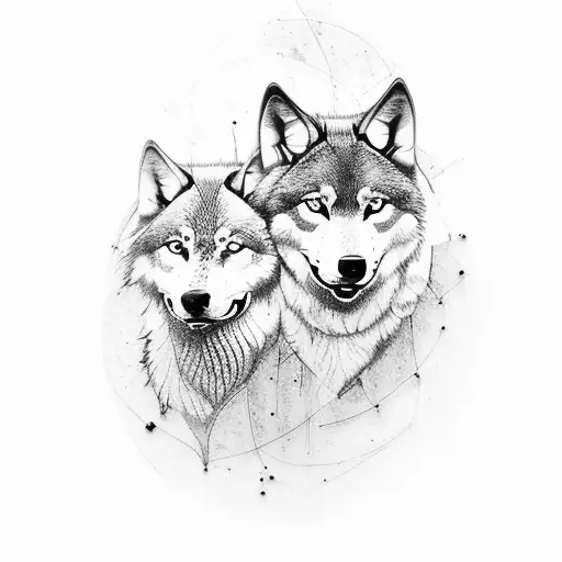 tattoo of three wolves blue Merle and brown Merle tattoo design idea