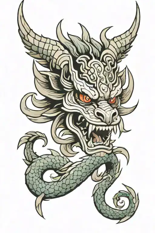head garuda traditional Japanese dragon tattoo design idea