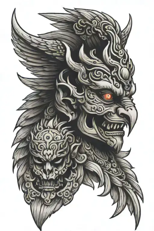 Garuda head tattoo holding tattoo design idea