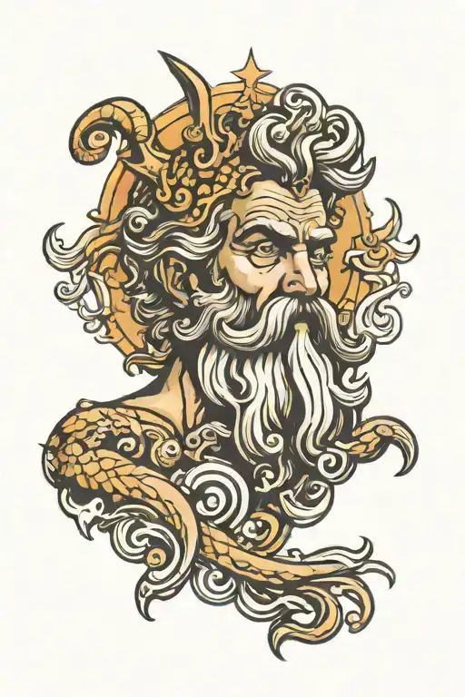 poseidon god tattoo design idea