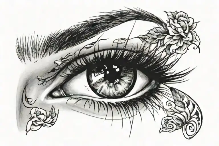 girl's eyes with lashes tattoo design idea