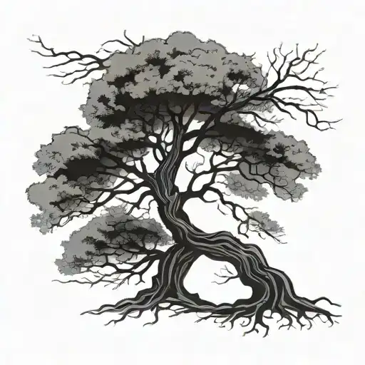 tolkien style tree silhouette tattoo design idea