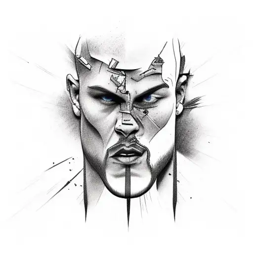 Incorporate elements of violence and manipulation into a tattoo of an athlete in action tattoo design idea