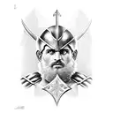 leonidas with spatans in shield  tattoo design idea