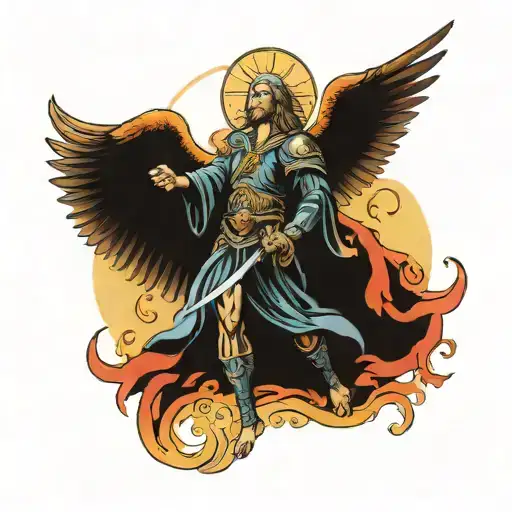 father,son, holy spirit, archangel Michael tattoo design idea