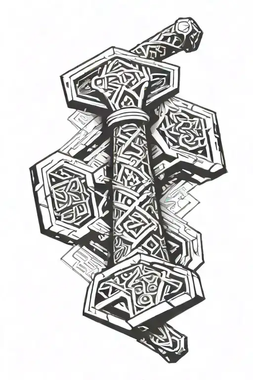 Thors hammer Mjolnir tattoo design idea