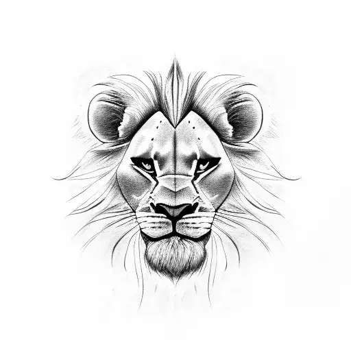 Half simba's face king with Scar's face from Lion King tattoo design idea