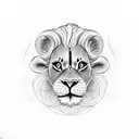 Half simba's face king with Scar's face from Lion King tattoo design idea