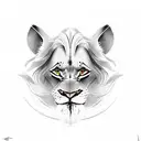 Half simba's face king with Scar's face from Lion King tattoo design idea