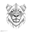 Half simba's face king with Scar's face from Lion King tattoo design idea