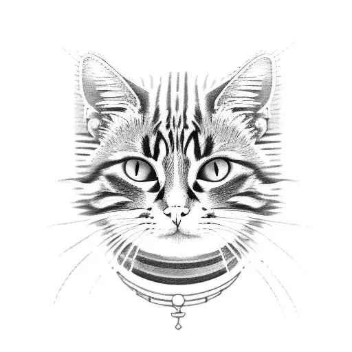 cat smile stripes tattoo design idea