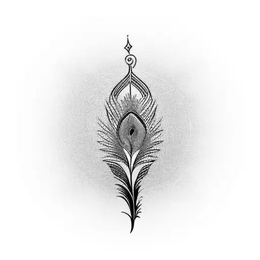 A minimalist tattoo of a peacock feather incorporating elements of Punjab culture tattoo design idea