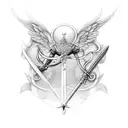Sword, angels, snake tattoo design idea