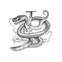 Sword, angels, snake tattoo design idea