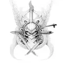 Sword, angels, snake tattoo design idea