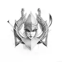 Sword, angels, snake tattoo design idea